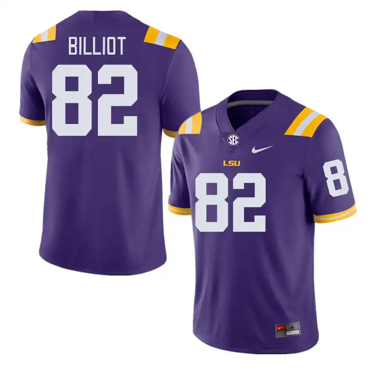 Men's LSU Tigers Kylan Billiot #82 Purple NCAA Football Jersey